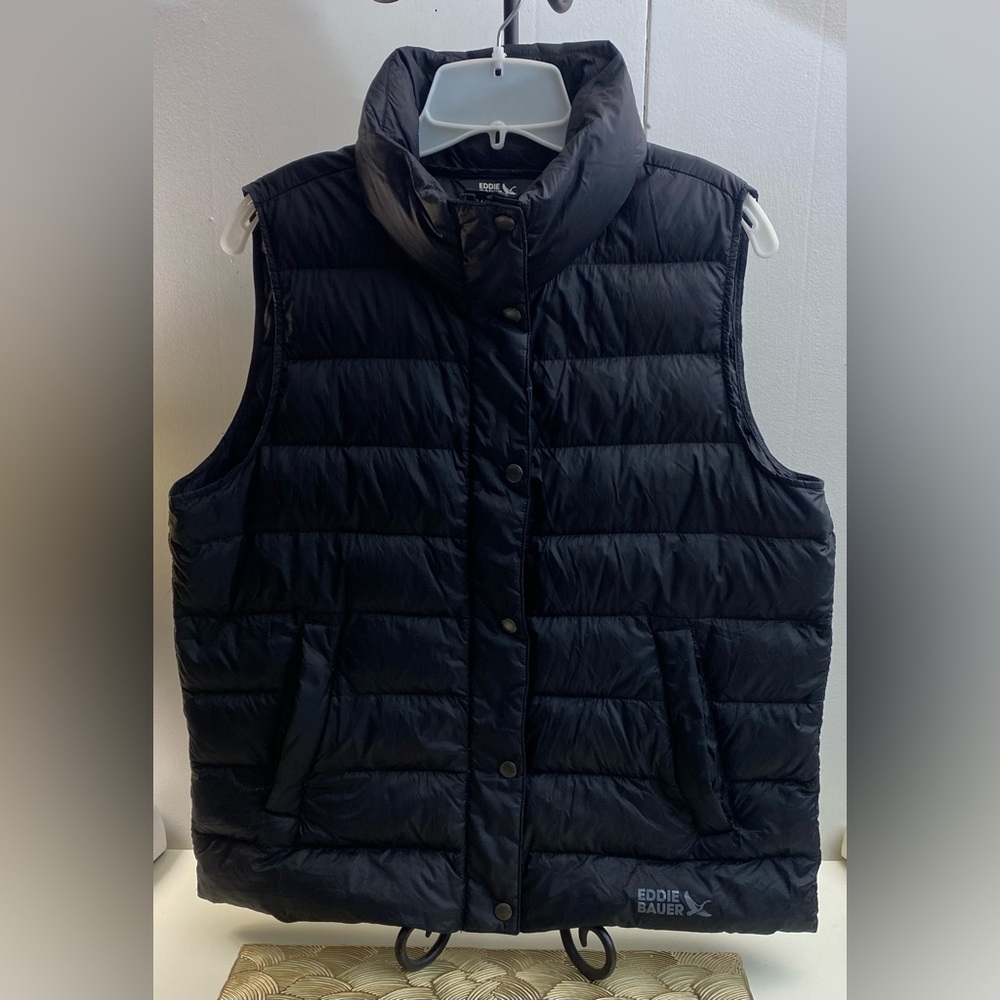 Eddie Bauer Goose Down 650 Quilted Puffer Black Vest L